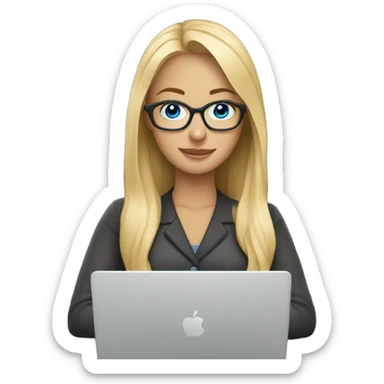 English teacher (woman blond long hair with blue eyes with glasses teaching online on her laptop) sticker