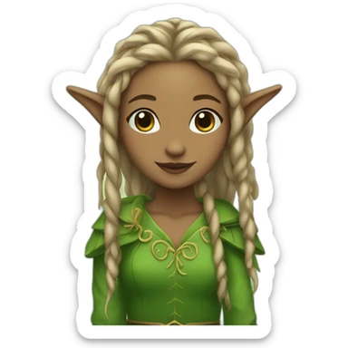 elf girl with dreadlocks sticker