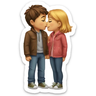 A boy kising girl  sticker