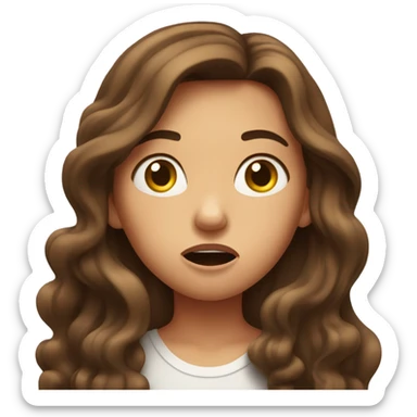 shocked long wavy brown-hair white girl  sticker