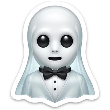 A ghost with a bowtie sticker