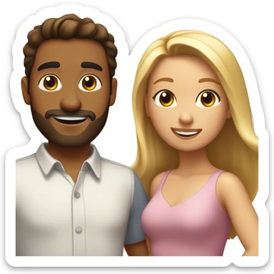 Puerto rican beard brown short hair man  with long blonde hair girl dancing sticker