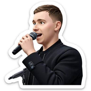boy in black jacket singing sticker
