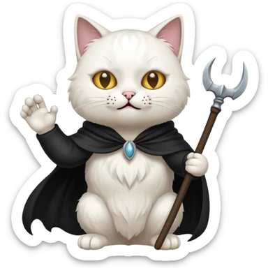 cat defeating grim reaper triumphantly sticker