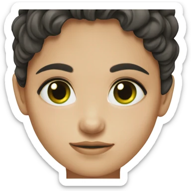 girl with dark hair and green eyes with fair skin sticker