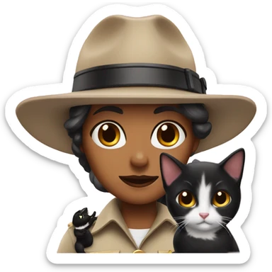 female sheriff pink with two black and white cats sticker