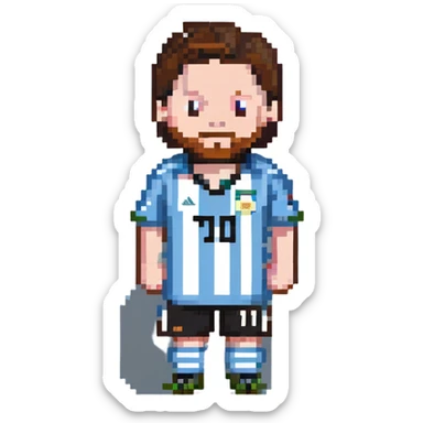 Lionel Messi, famous soccer player with Argentina jersey sticker
