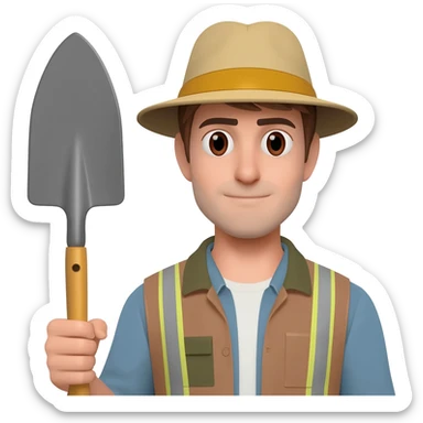 archaelogist with tool sticker