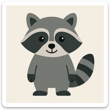 Flat design style raccoon sticker