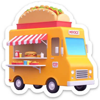 generate me a 3D food truck sticker