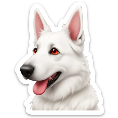 white swiss shepherd with red heart eyes sticker