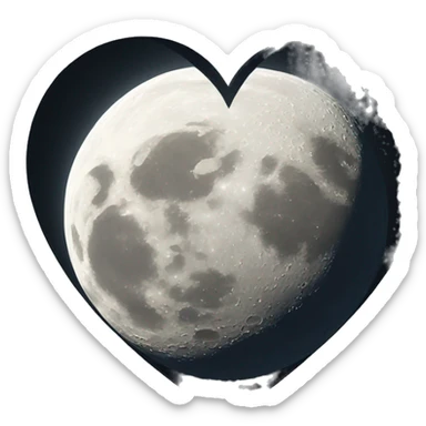 moon in white heart sticker