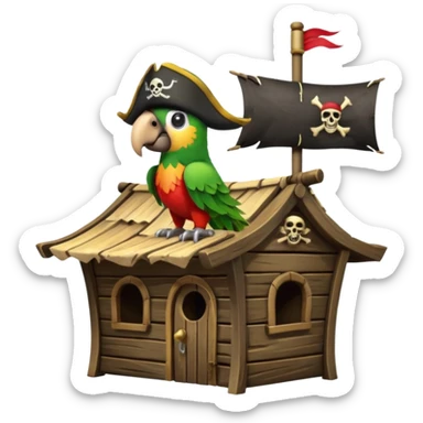 frontal view of an only Flying pirat parrot with a pirat hut sticker