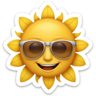 bright sun with sunglasses, cheerful summer vibe sticker