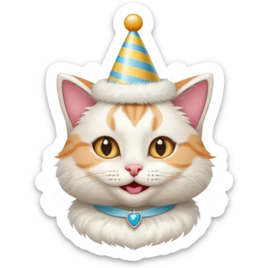 happy bride cat wearing a birthday hat sticker