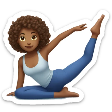 Girl with curly brown hair doing yoga sticker