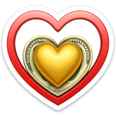 An heart composed of money. sticker