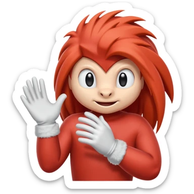 Sonic the hedgehogs friend knuckles a red animal with peach arms and white gloves he’s a echidna sticker