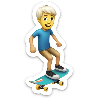 Skinny white guy with bangs on a longboard  sticker