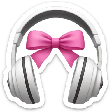 white headphone with two pink bows sticker