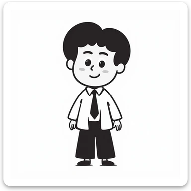 clean hand-drawn emoji-style avatar of a professional team member, friendly minimal look, soft colors, subtle facial expression, dressed in business attire, plain or lightly colored background, modern vector illustration style for startup websites sticker