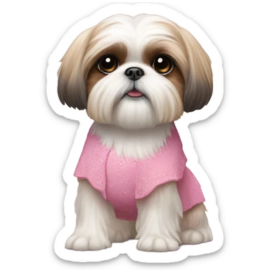 Shih tzu in pink dress sticker