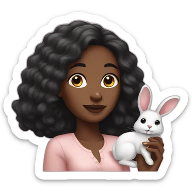 black woman with bunny sticker