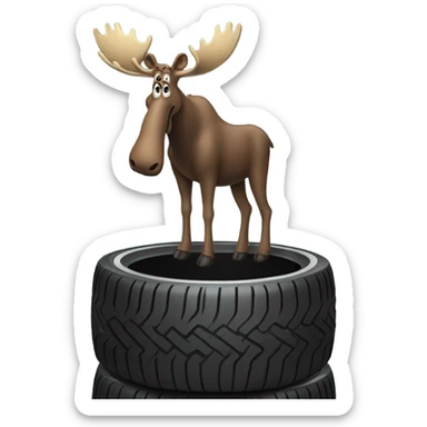 Moose on tire rims sticker
