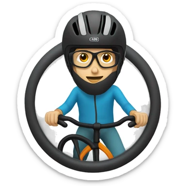 Bike rider in full cover helmet with glasses o sticker