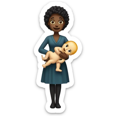 Lady holiding a midget sticker