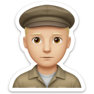 Homme fort blond chauve casquette sticker