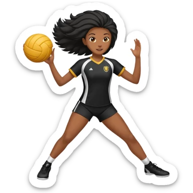 Uma atleta de voleibol de cabelo preto, esperando a bola na base sticker