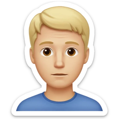 white man with blonde hair and visibly hot neck sticker