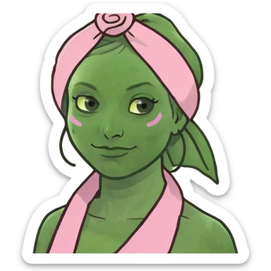 White woman with pink towel wrap sticker