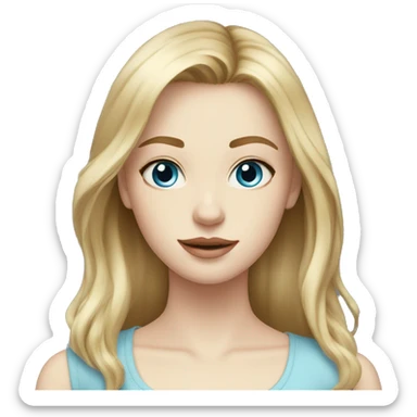 very dirty blonde medium length front layers hair pale skin blue eyes girl sticker