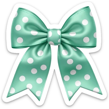 mint green bow with white dots sticker