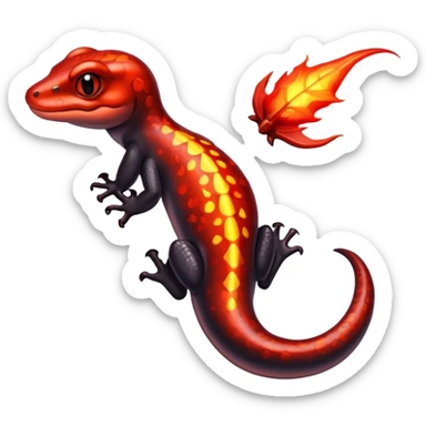 salamander black with fiery red flashes on the scales sticker