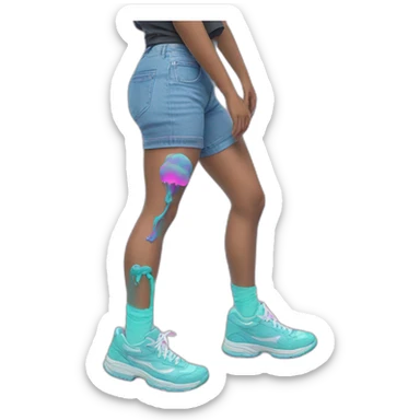Vaporwave person with prosthetic leg  sticker
