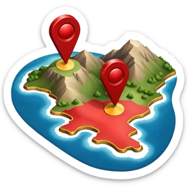 gps locater pin on west coast nz terrain map sticker