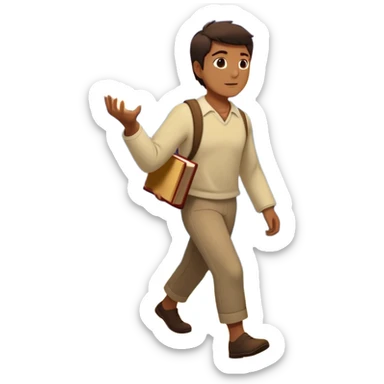 A man walks from darkness and inner conflict toward a glowing light in his chest, guided by intuition. Along the path, he passes through ambition and emptiness, then reaches a radiant mountaintop where healing transforms him into a fulfilled guide, holding a book and offering his hand to others. sticker