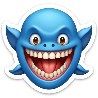 Un mostro blu con una bocca gdande e denti appuntiti sticker