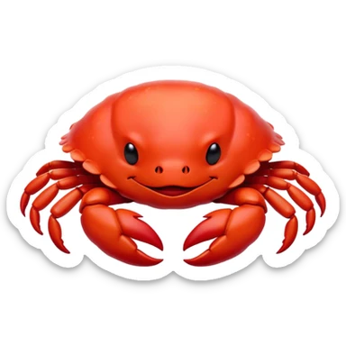 Meme-Worthy Cute Sleeping Red Crab Portrait Emoji, Head resting peacefully with a contented smile, showcasing a robust, vivid scarlet carapace and softly closed eyes in serene slumber, Simplified yet adorably endearing features, highly detailed, glowing with a soft, drowsy ocean light, high shine, relaxed and utterly lovable, stylized with an air of playful laziness, soft glowing outline, capturing the essence of a sleeping red crab that feels destined to become the next viral icon of adorable rest! sticker