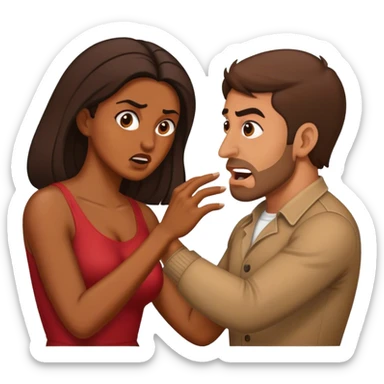 Brown skin woman Italian man tussling sticker