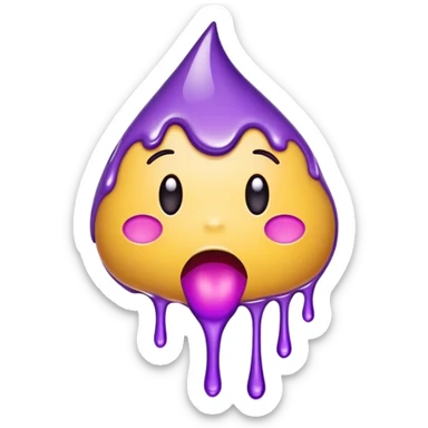 Make an Emoji with purple drool dripping down it sticker