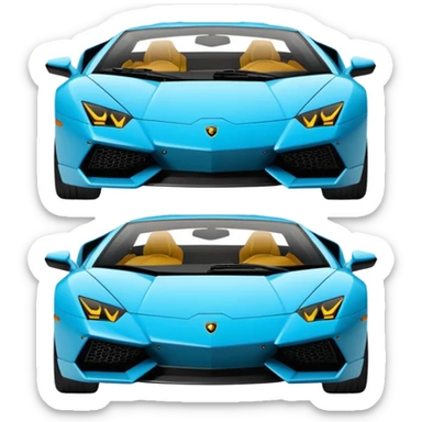 "Create a simple, flat 2D vector emoji of a Lamborghini car in Apple's iOS emoji style. The car should have solid colors, clean lines, no gradients or 3D effects. Use basic shapes with smooth curves, a white background, and position the car side-on, similar to Apple's car emoji design."
 sticker