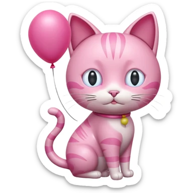 Make a pink cat with a balloon head, no the head is a balloon with the details of the cat head on the balloon head, make the body visible enough to where it’s big enough to be roughly the size of a cat body and make sure THAT THE CATS HEAD IS A BALLOON sticker