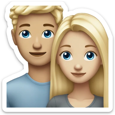 blonde girl blue eyes with boyfriend sticker