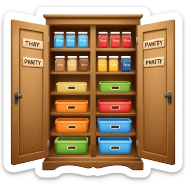 A snack pantry with the words The Pantry written on the front of it  sticker