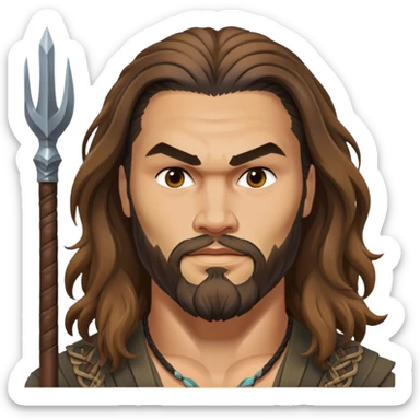 Jason Momoa with long hair and beard sticker