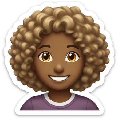 Brown girl curly hair laughing  sticker